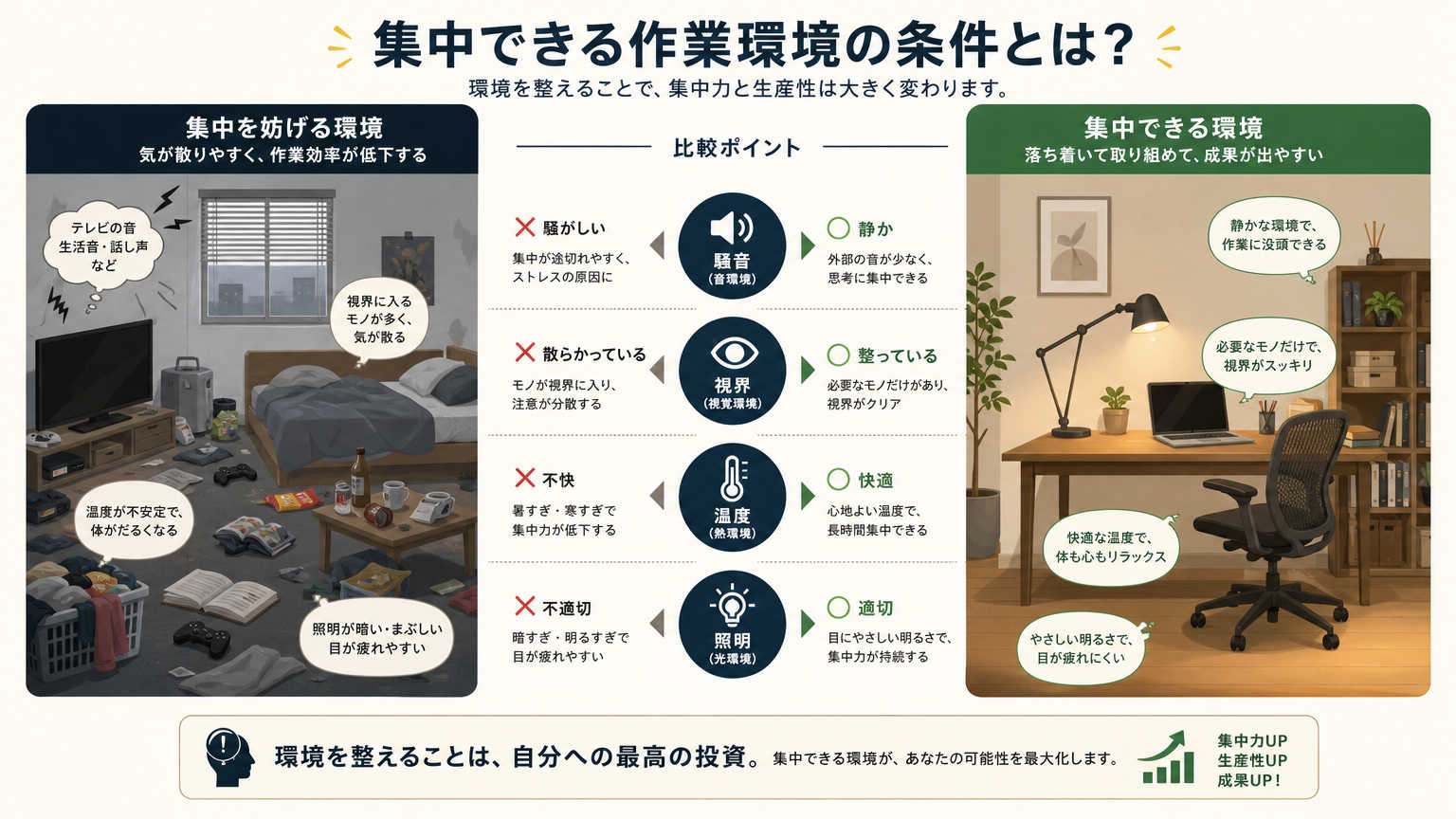 集中できる作業環境とは